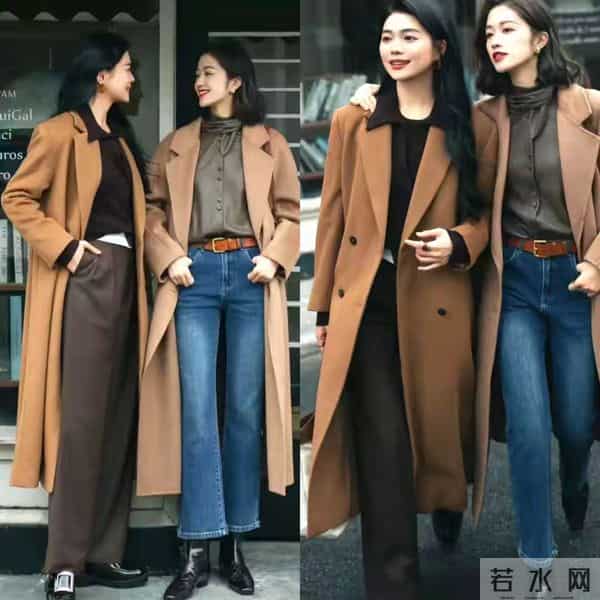 冬天穿棕色大衣就配这三种直筒裤，暖和好看不费劲，快来直接抄