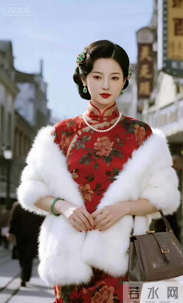 民国时期的阔太太 太美了红色旗袍