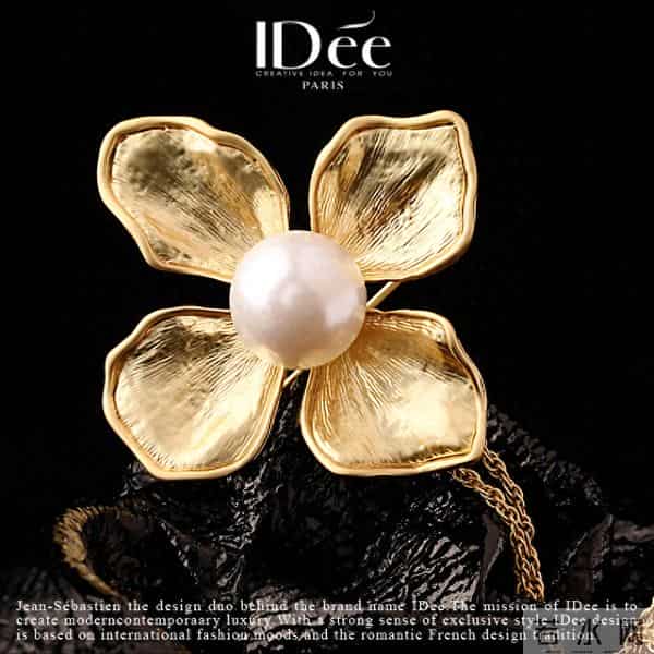 珍珠点缀花朵毛衣链，秋冬针织衫穿出细腻贵气——法国IDee毛衣链