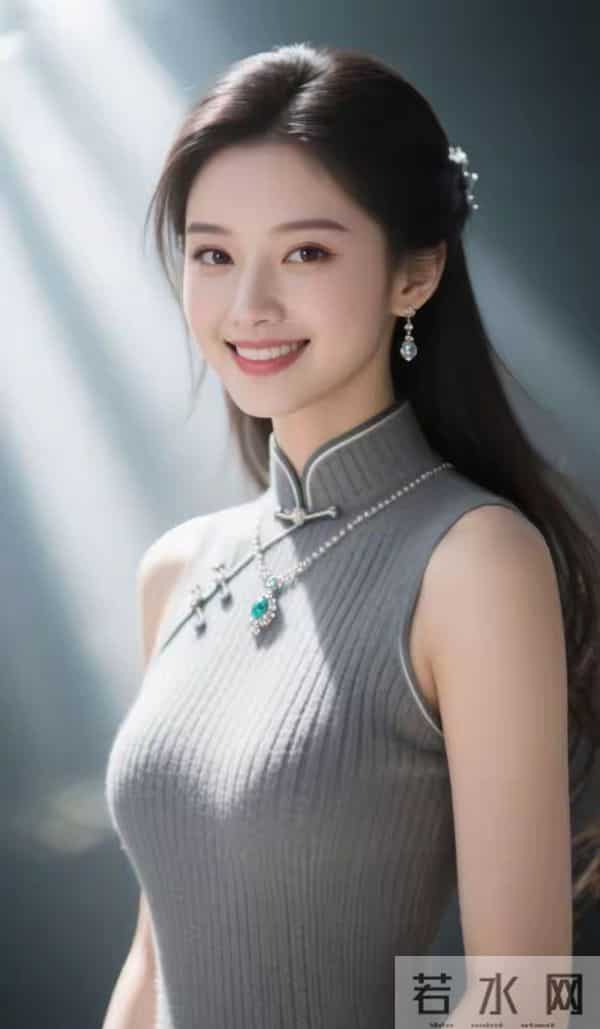 灰色无袖针织衫女孩