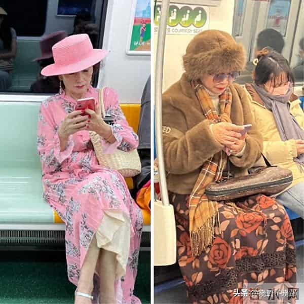 被上海地铁奶奶惊艳到！出门不是“戴帽”就是“裹围巾”，真优雅