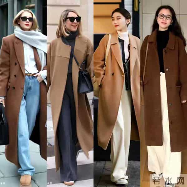 冬天穿棕色大衣就配这三种直筒裤，暖和好看不费劲，快来直接抄
