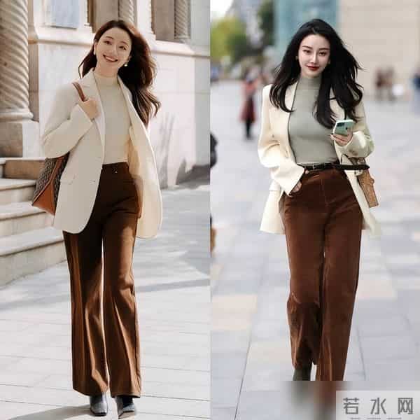 小白裤已失宠，今年秋冬最火的是“小棕裤”，学这几种穿搭太高级