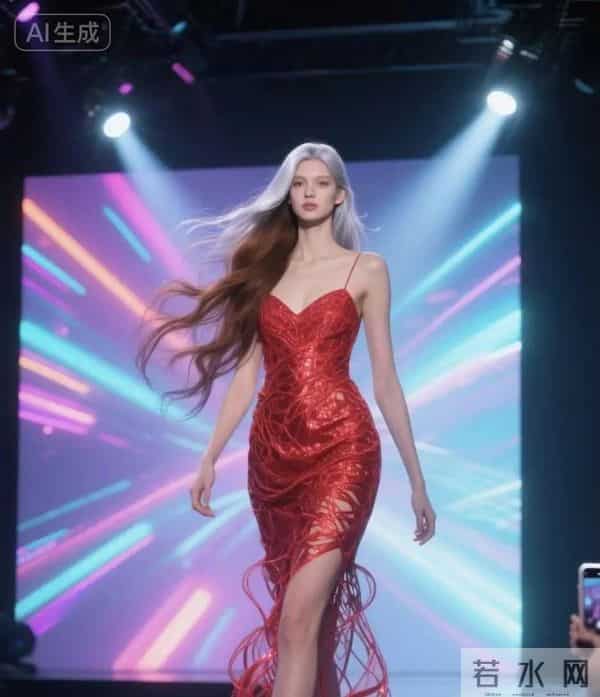 美女模特发色很吸引人 红色吊带连衣裙美爆了