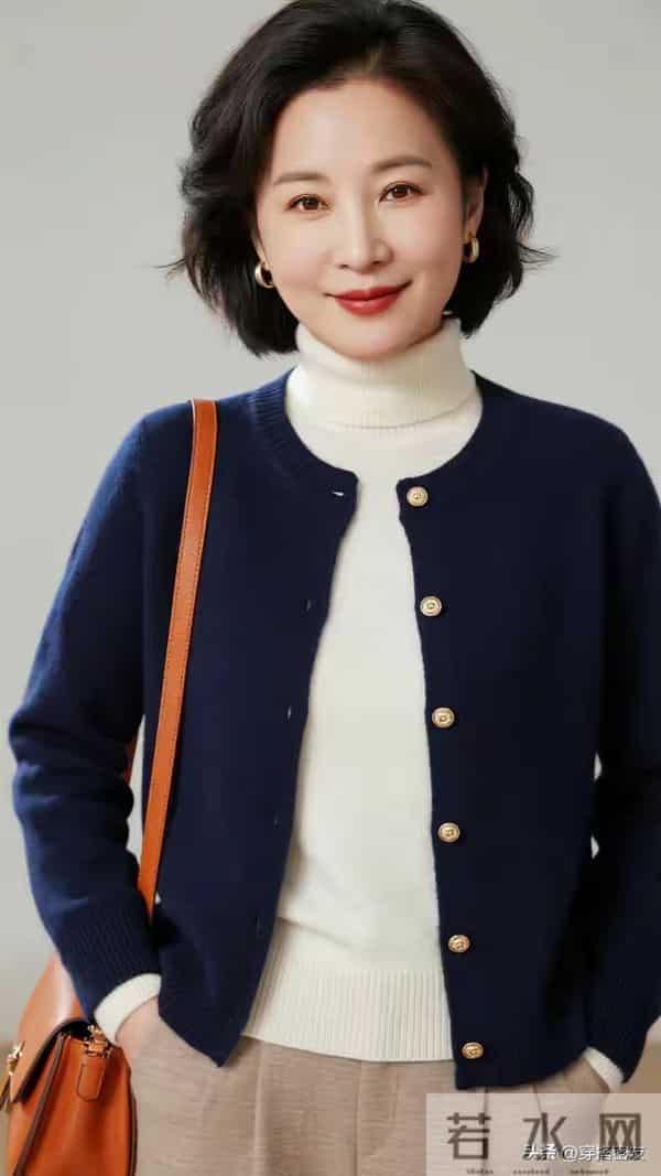 穿蓝色套装中年女性