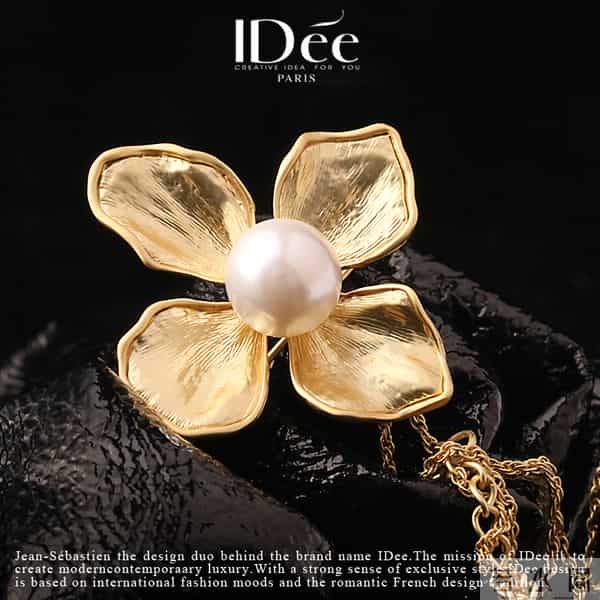 珍珠点缀花朵毛衣链，秋冬针织衫穿出细腻贵气——法国IDee毛衣链