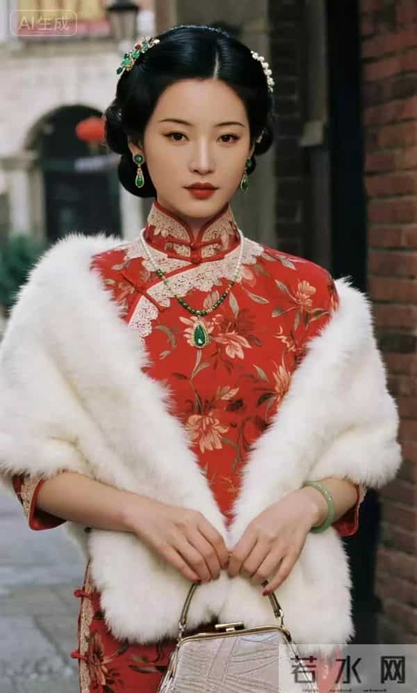 民国时期的阔太太 太美了红色旗袍