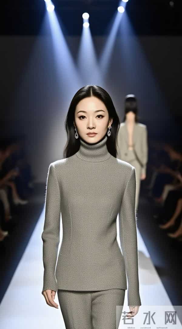巴黎T台金奖：光影禅意里的东方国模时尚羊绒套装绝响