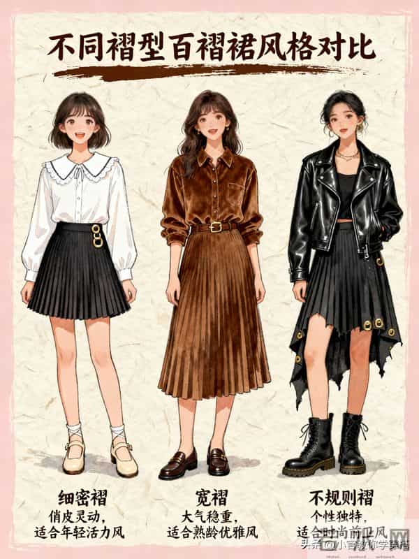 今年必穿百褶半身裙穿搭干货-选款，百褶半身裙熟龄高级感