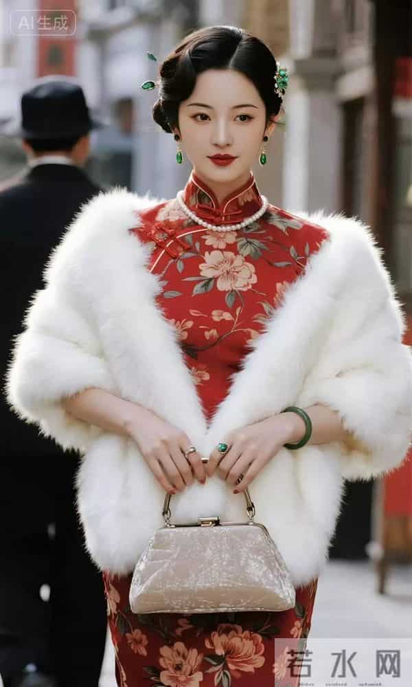 民国时期的阔太太 太美了红色旗袍