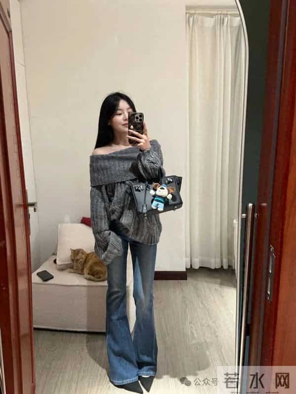 今天这样穿！！毛衣＋牛仔裤＋高跟鞋，今天是气质女神！
