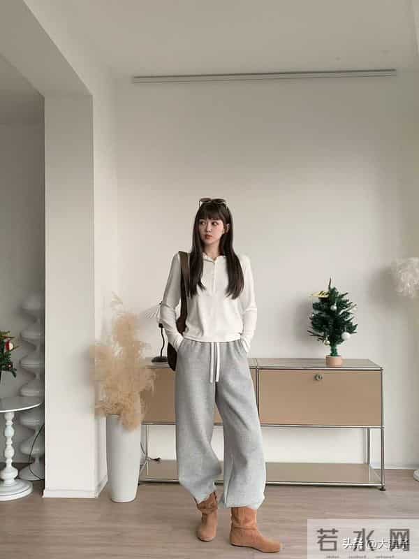 年糕厚绒阔腿裤