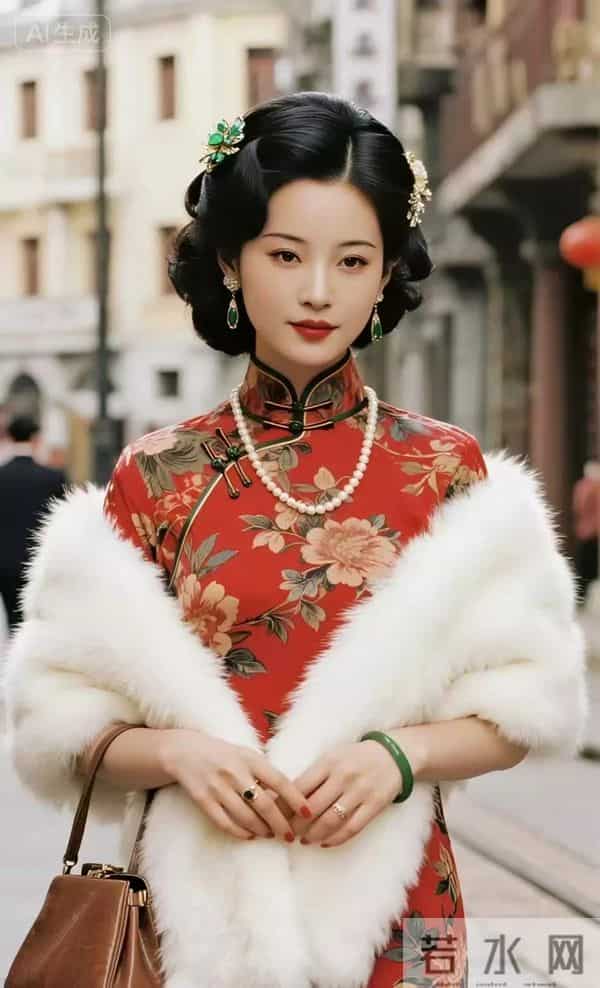 民国时期的阔太太 太美了红色旗袍