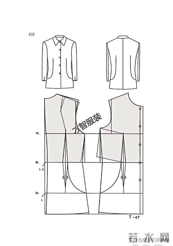 服装制版刀背开身制版教程 才智服装