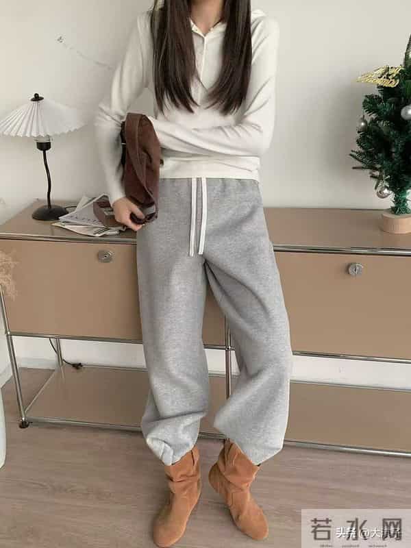 年糕厚绒阔腿裤