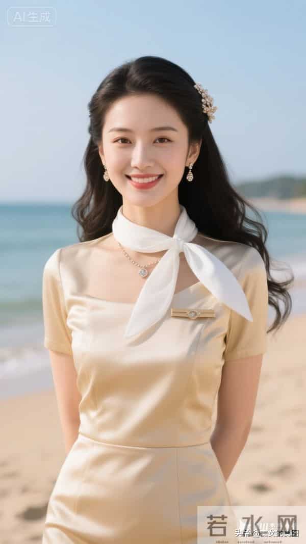 米色高定一件套空姐美丽风采05