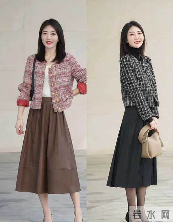 今冬多穿“短外套+高腰裙”，显高显瘦，小个子也很爱