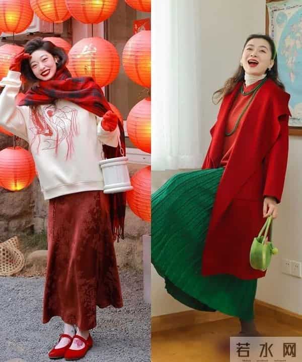 今冬火了一种配色，叫“上半身喜庆色，下半身快乐色”，时尚高级