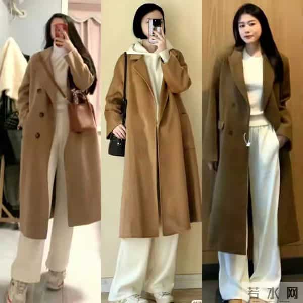冬天穿棕色大衣就配这三种直筒裤，暖和好看不费劲，快来直接抄