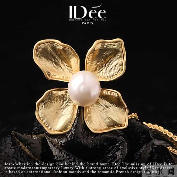 珍珠点缀花朵毛衣链，秋冬针织衫穿出细腻贵气——法国IDee毛衣链