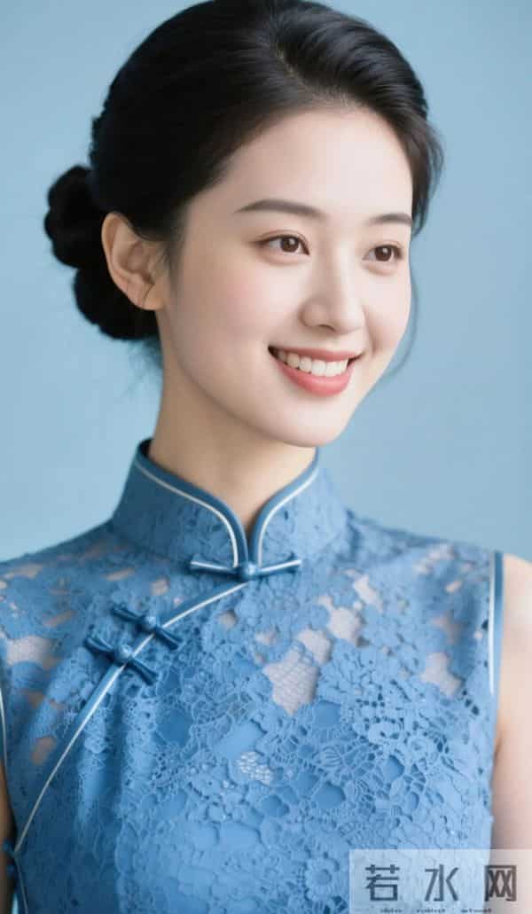 蓝色蕾丝旗袍的魅力