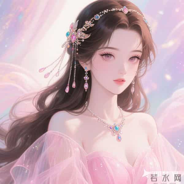 梦幻背景 一个女人 精致妆容，眼尾细长，长长的睫毛，棕黑色长卷发