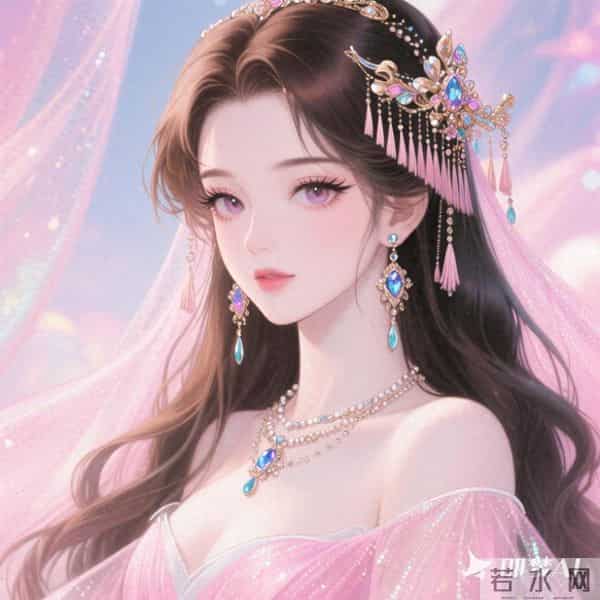 梦幻背景 一个女人 精致妆容，眼尾细长，长长的睫毛，棕黑色长卷发