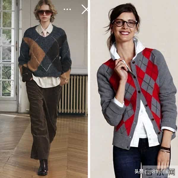 今冬菱格纹毛衣火出圈，轻松拿捏老钱风与学院范，腔调十足又百搭