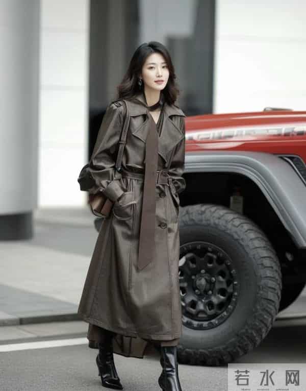 “棕色大衣+黑靴”，秋冬这样穿太美了！