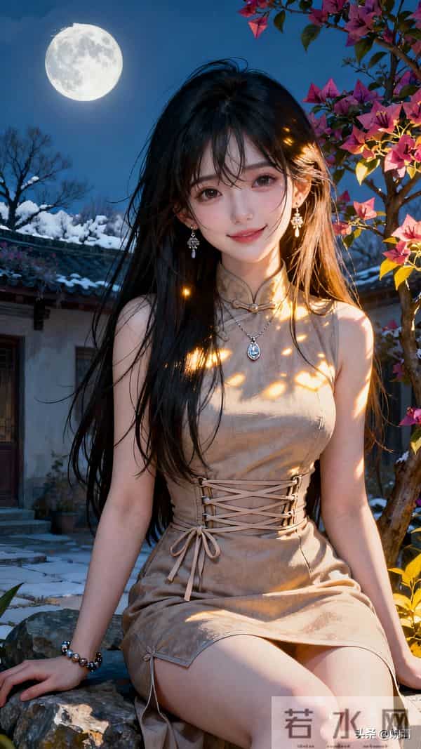 月色里的旗袍姑娘，是冬夜最暖的光