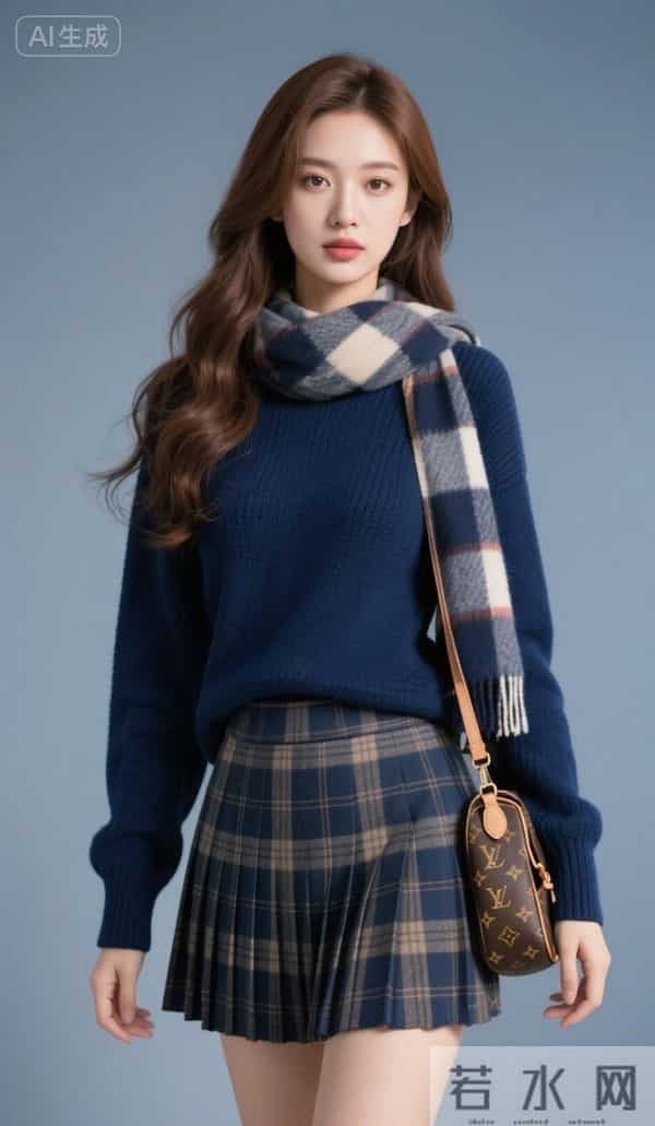 格子围巾与格子短裙