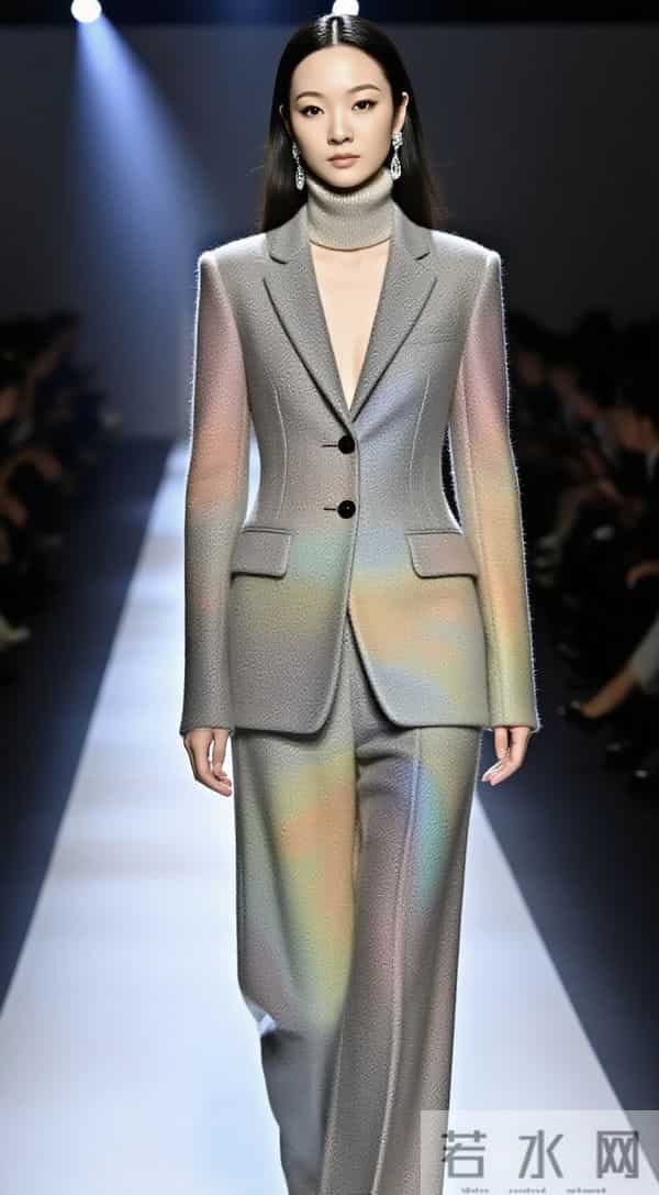 巴黎T台金奖：光影禅意里的东方国模时尚羊绒套装绝响