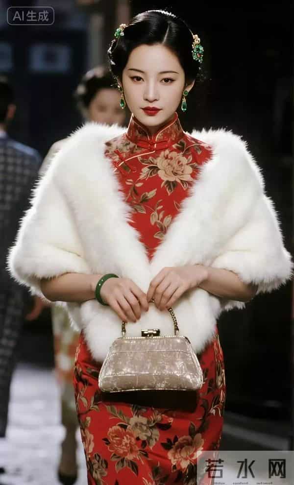 民国时期的阔太太 太美了红色旗袍