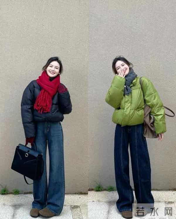 今年流行“羽绒服+阔腿牛仔裤”，保暖还显瘦，既遮肉又不显臃肿