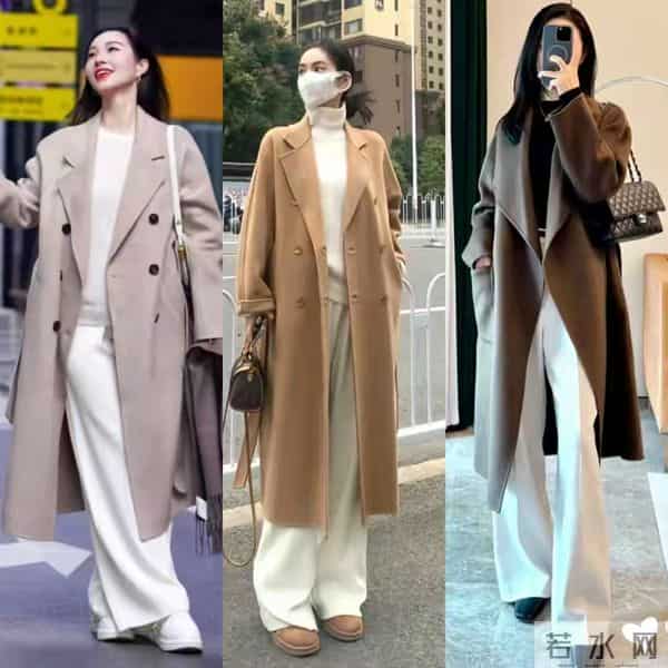 冬天穿棕色大衣就配这三种直筒裤，暖和好看不费劲，快来直接抄