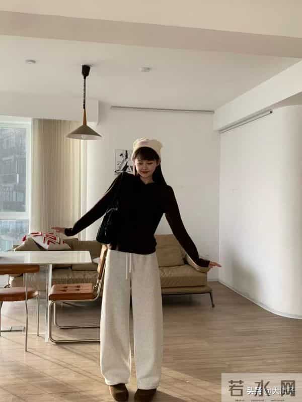 年糕厚绒阔腿裤