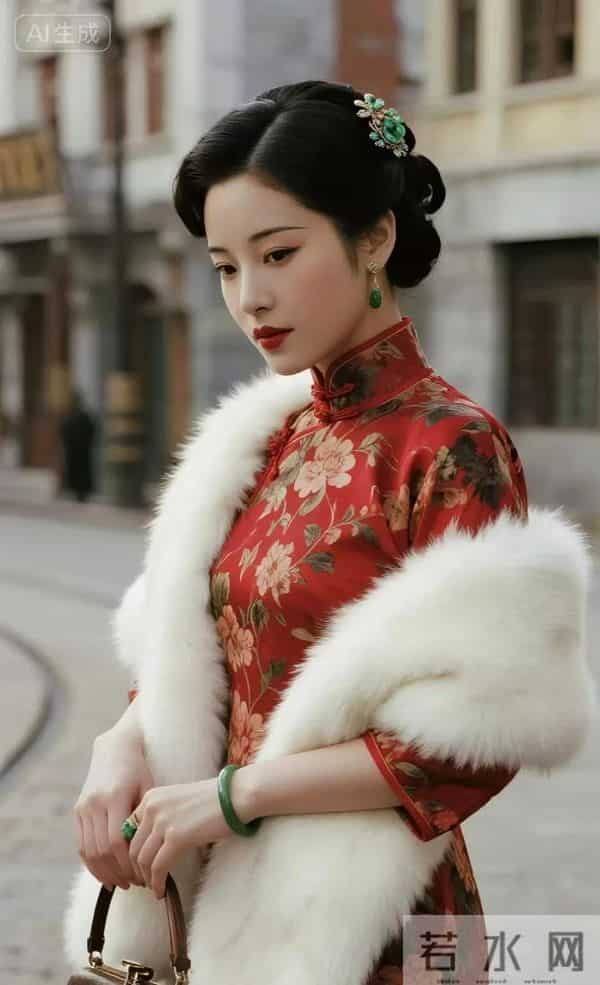 民国时期的阔太太 太美了红色旗袍