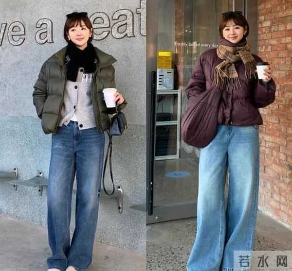 今年流行“羽绒服+阔腿牛仔裤”，保暖还显瘦，既遮肉又不显臃肿