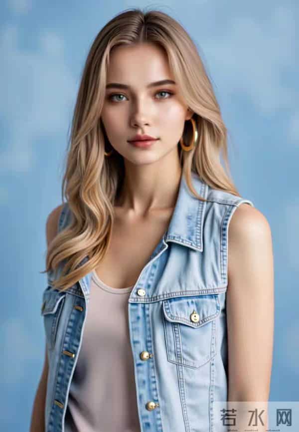 穿牛仔马甲女孩