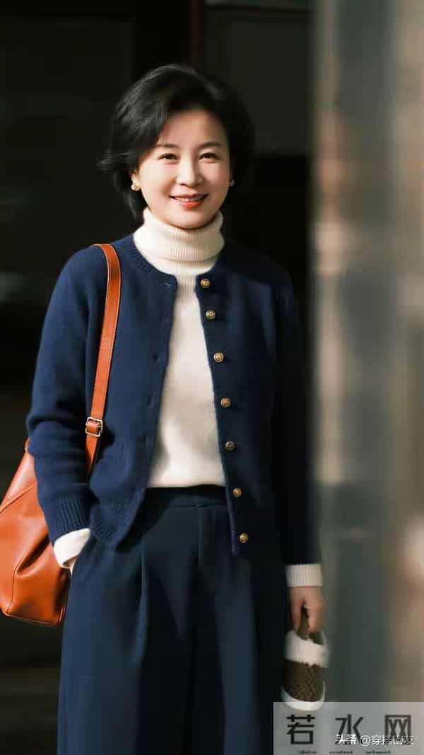 穿蓝色套装中年女性