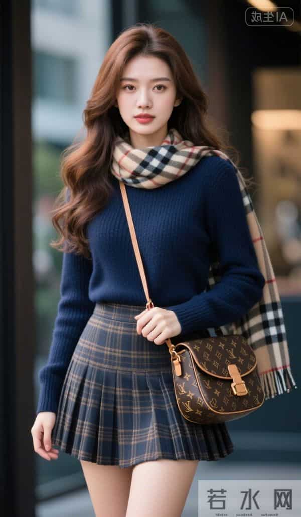 格子围巾与格子短裙