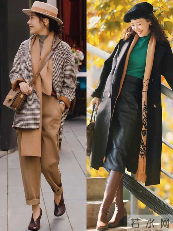 这才是中年女人该有的打扮：头戴帽、系围巾，保暖不说还很洋气