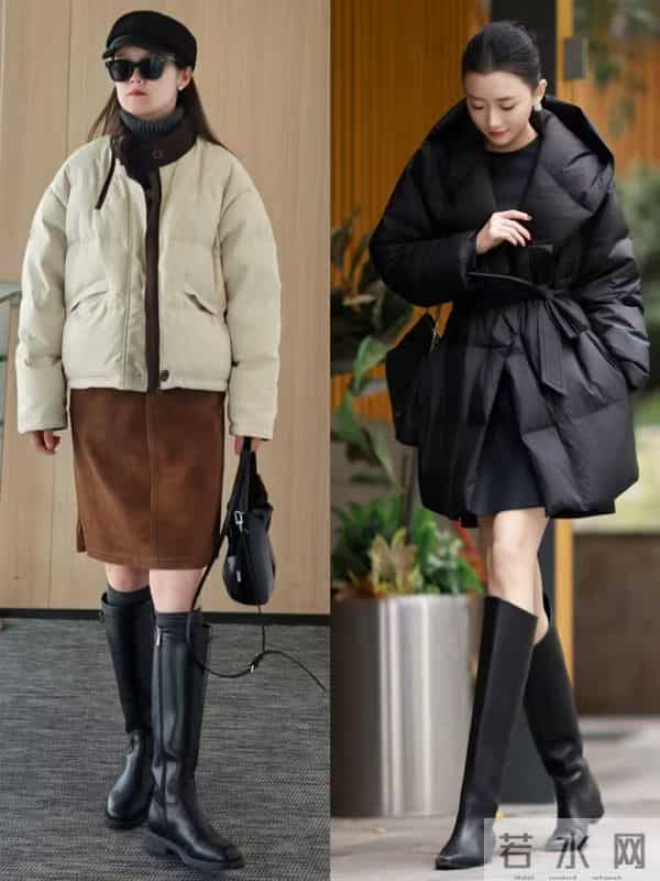 看杨幂穿长靴，我悟了：搭短裙、修身裤更显腿长，既保暖又洋气！