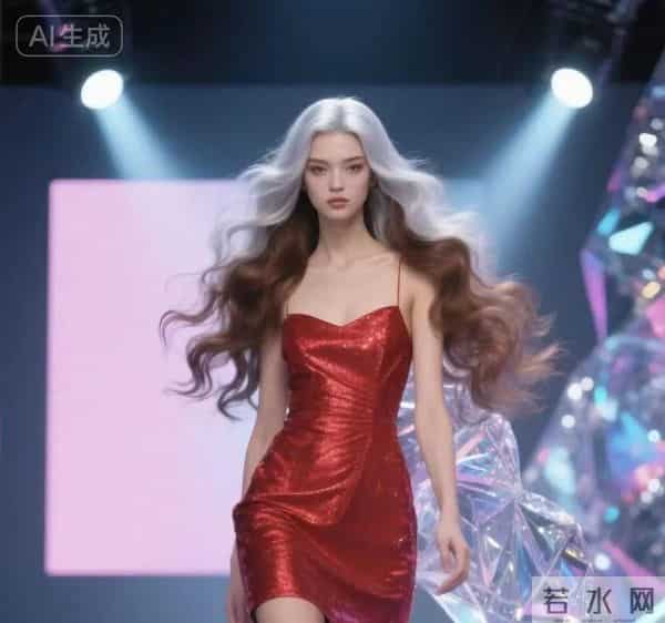 美女模特发色很吸引人 红色吊带连衣裙美爆了