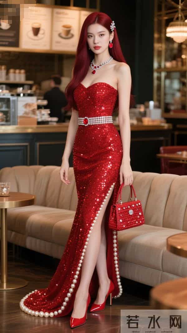 红色珍珠裙