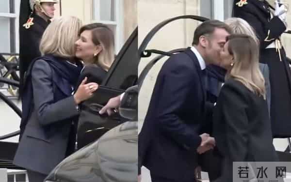 马克龙72岁爱妻久违现身，比泽连斯卡娅更飒，系LV围巾筷子腿细长
