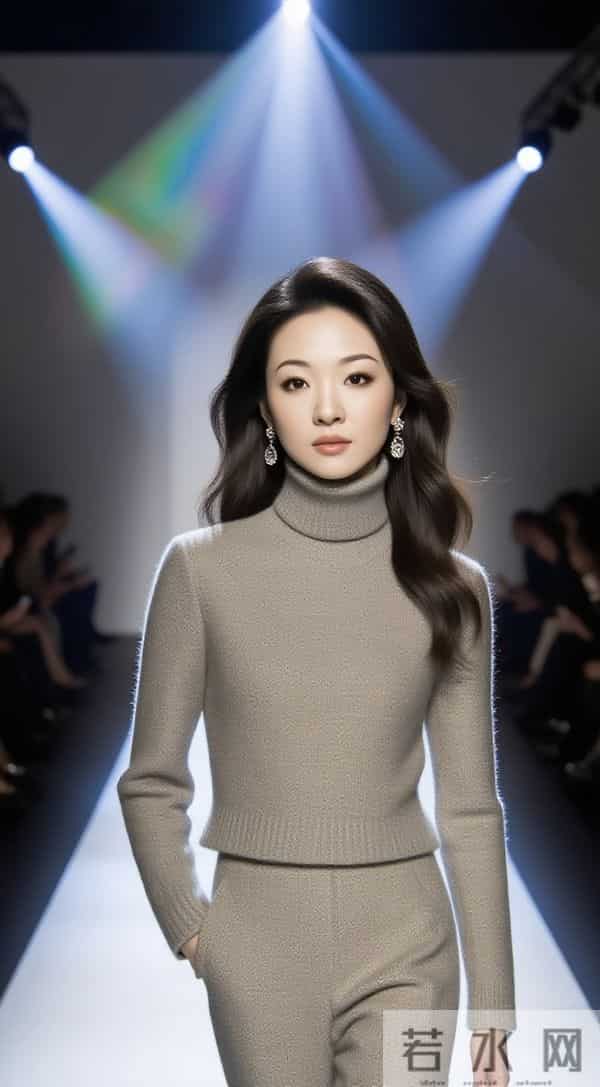 巴黎T台金奖：光影禅意里的东方国模时尚羊绒套装绝响