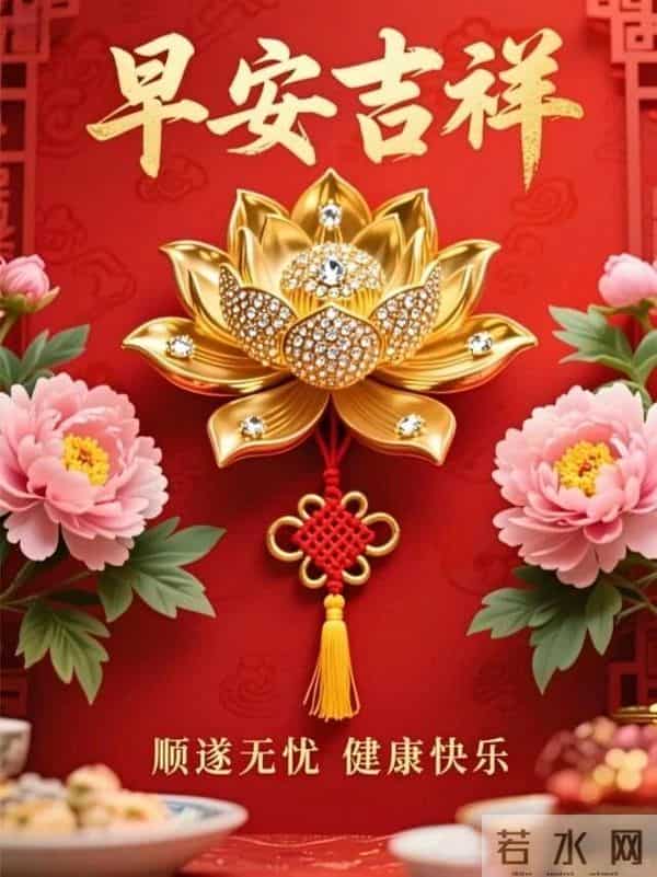 中式祥瑞,早安启福运