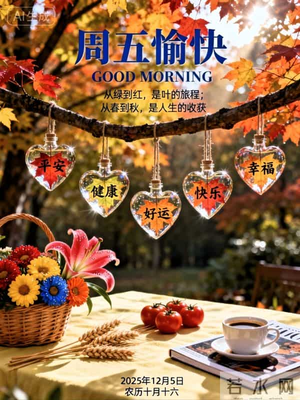 2025年12月5日周五早上好祝福语图片,最新温馨淡雅早安精美图片
