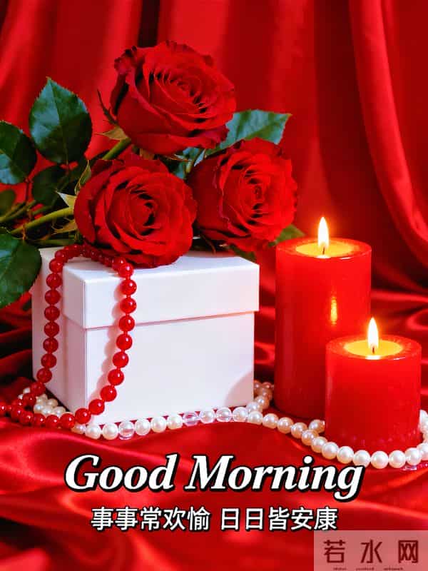 晨光吻玫,早安送吉